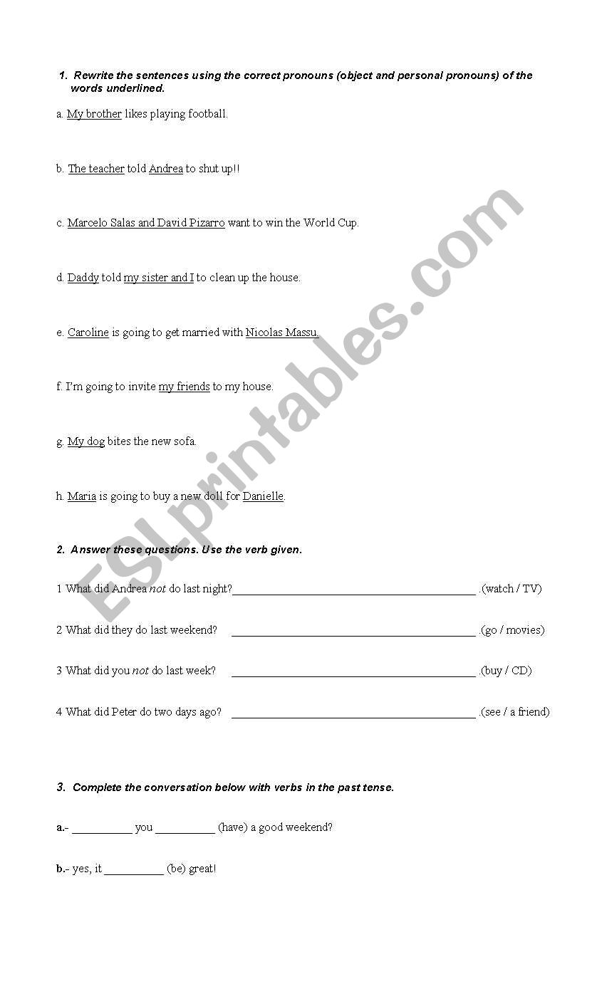 past tense and have to worksheet