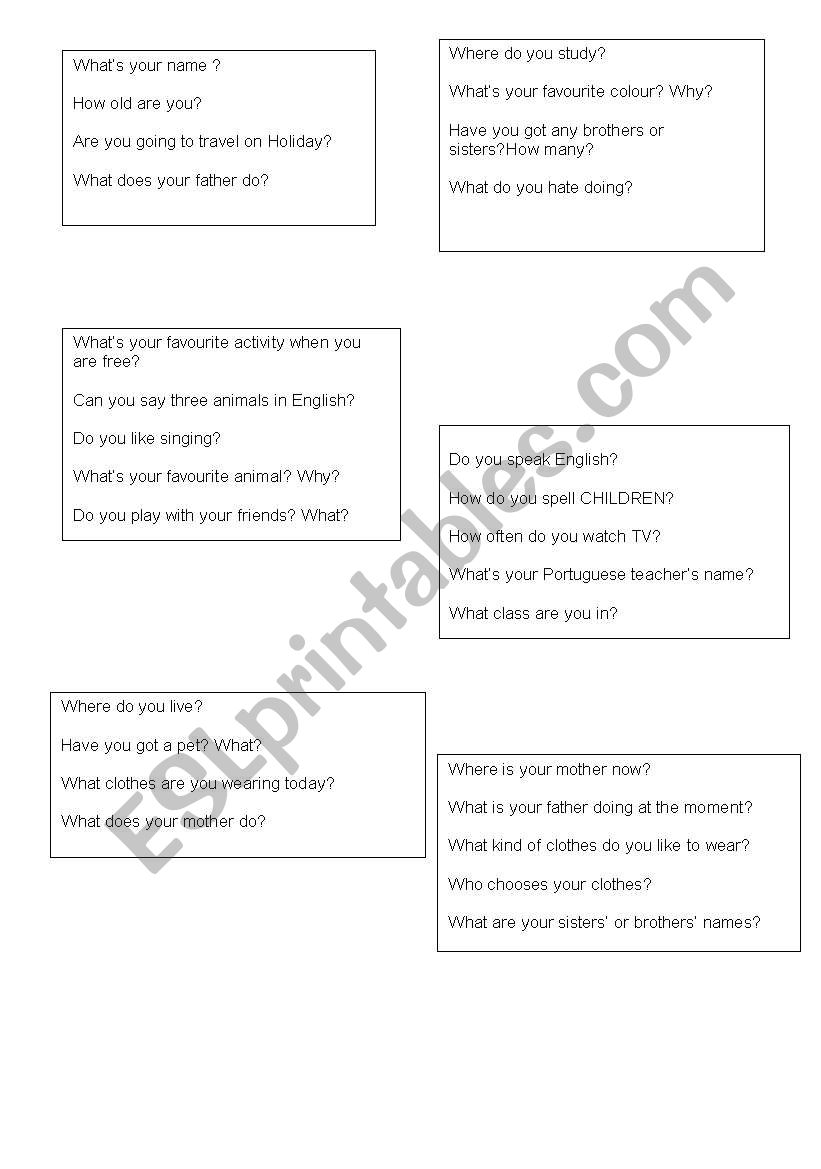 personal questions for movers test