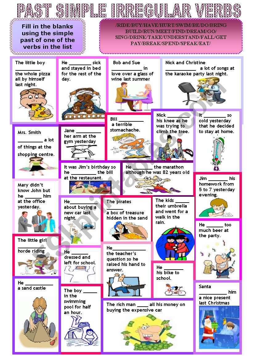 SIMPLE PAST/IRREGULAR VERBS worksheet