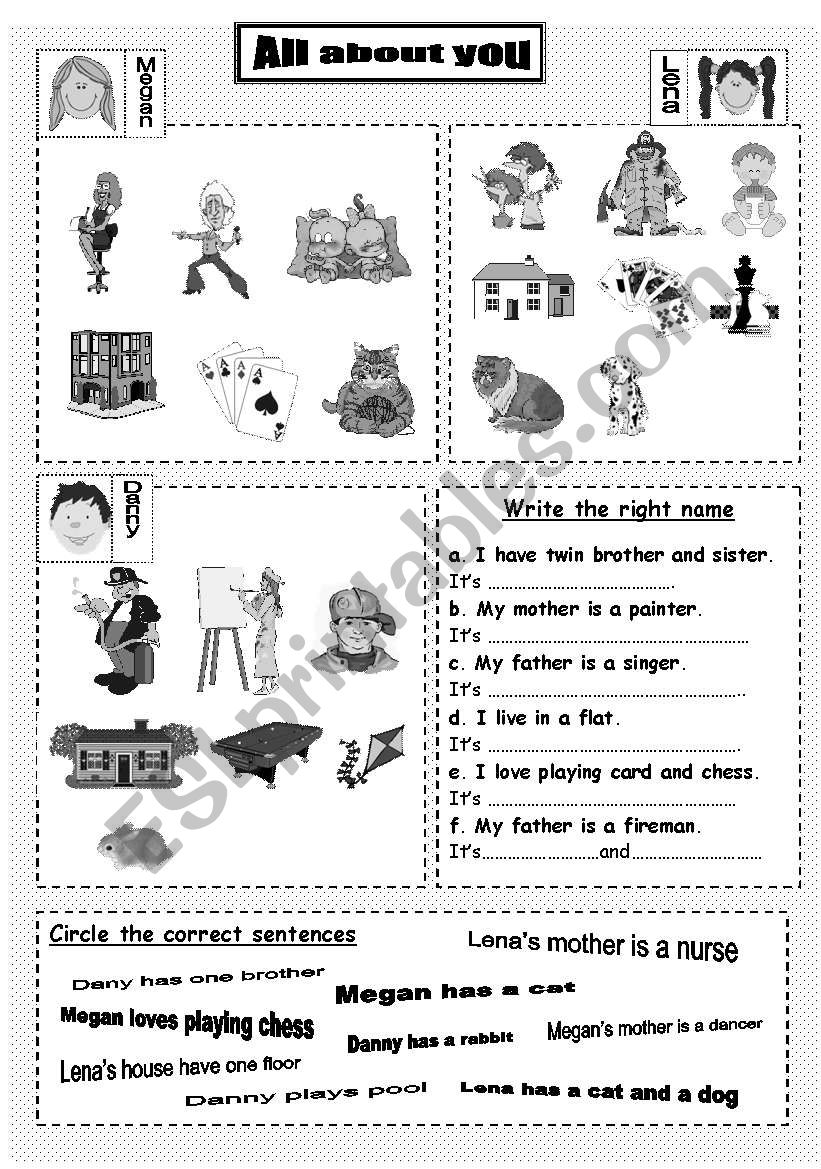 All about you worksheet