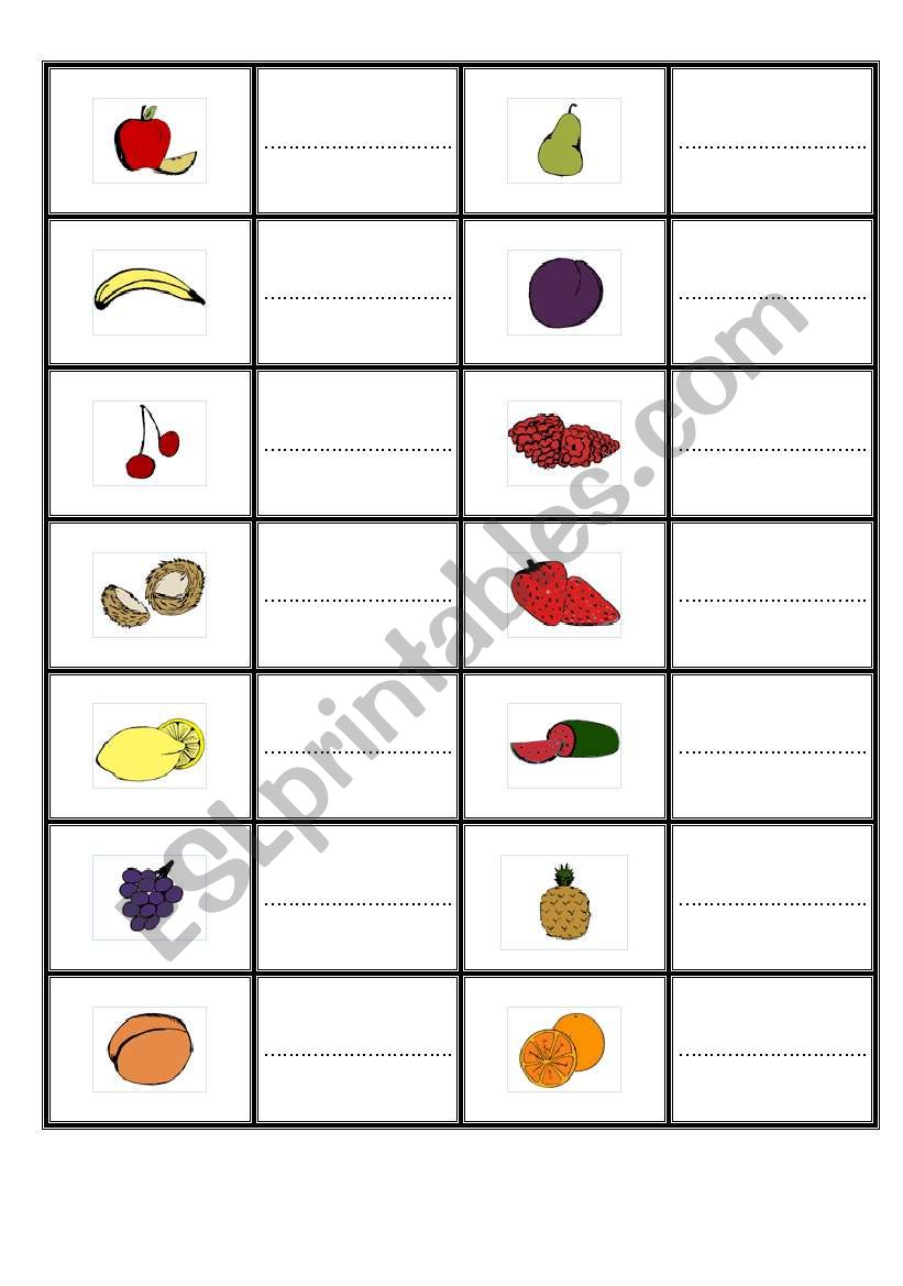 Fruit domino worksheet
