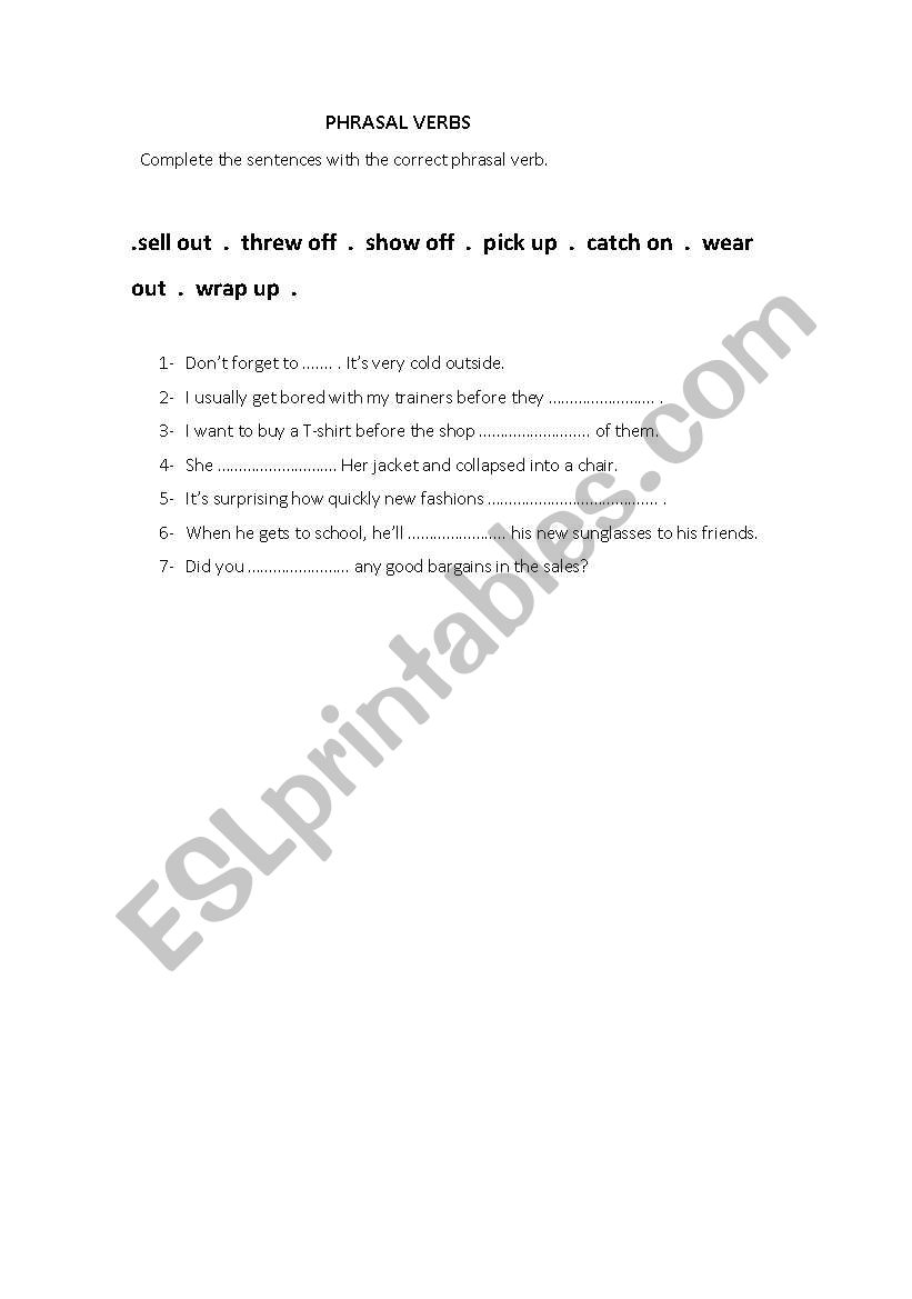 phrasal verbs worksheet