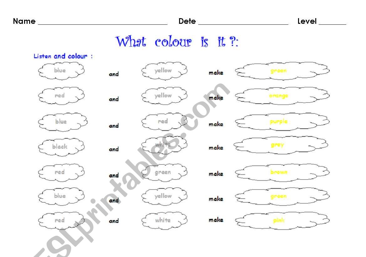 What colour is it? worksheet