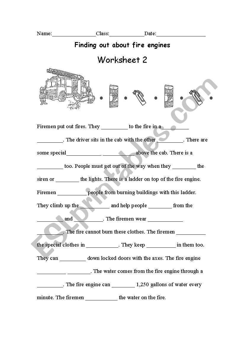 fireman worksheet