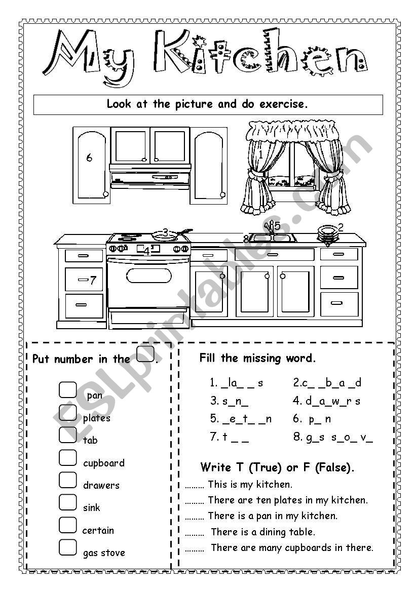 My kitchen worksheet