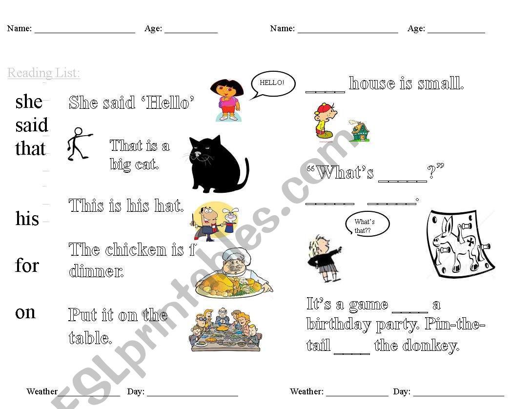 Dolche word practice worksheet