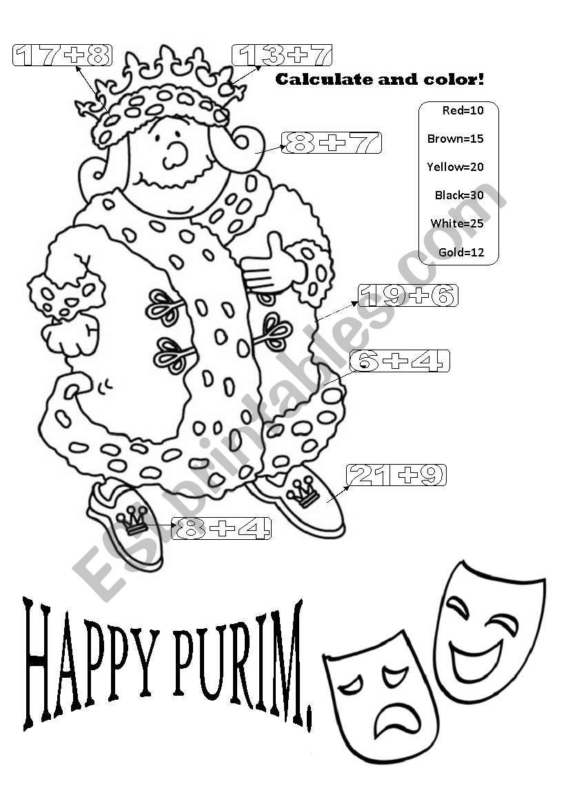 happy purim. worksheet