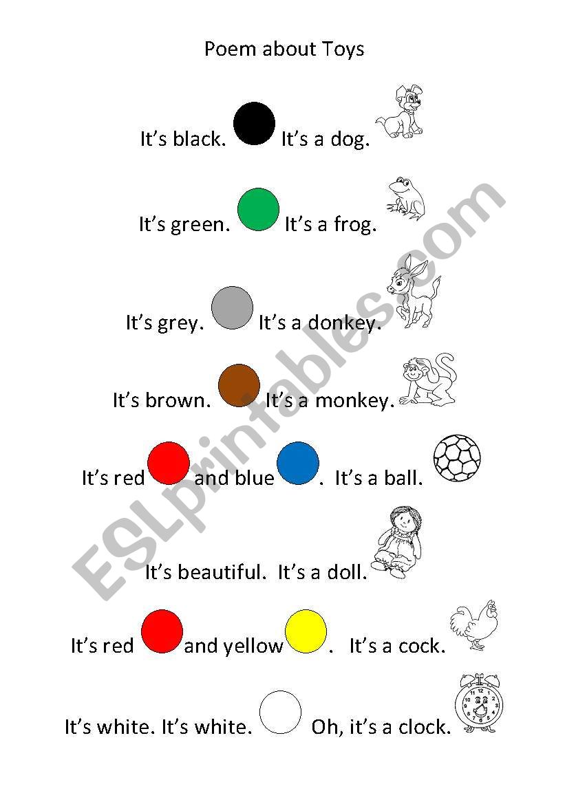 Poem about toys worksheet