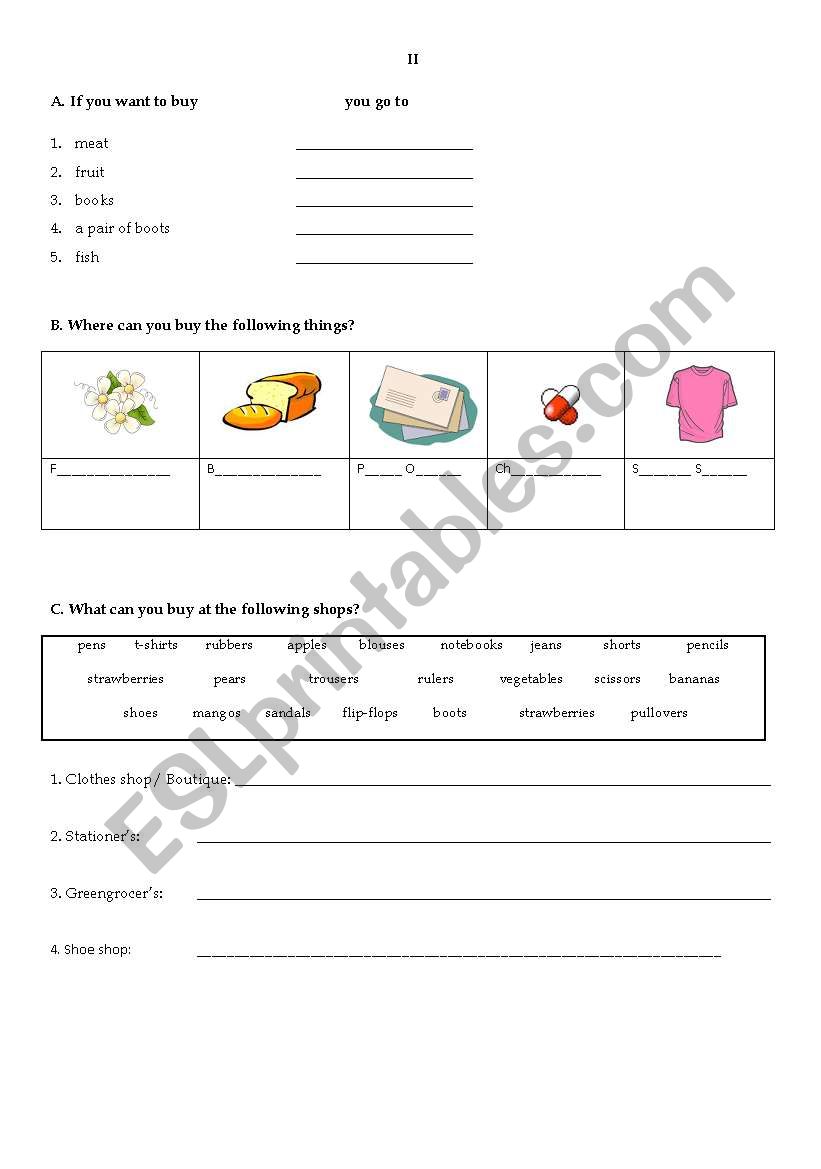 Shopping (part II) worksheet