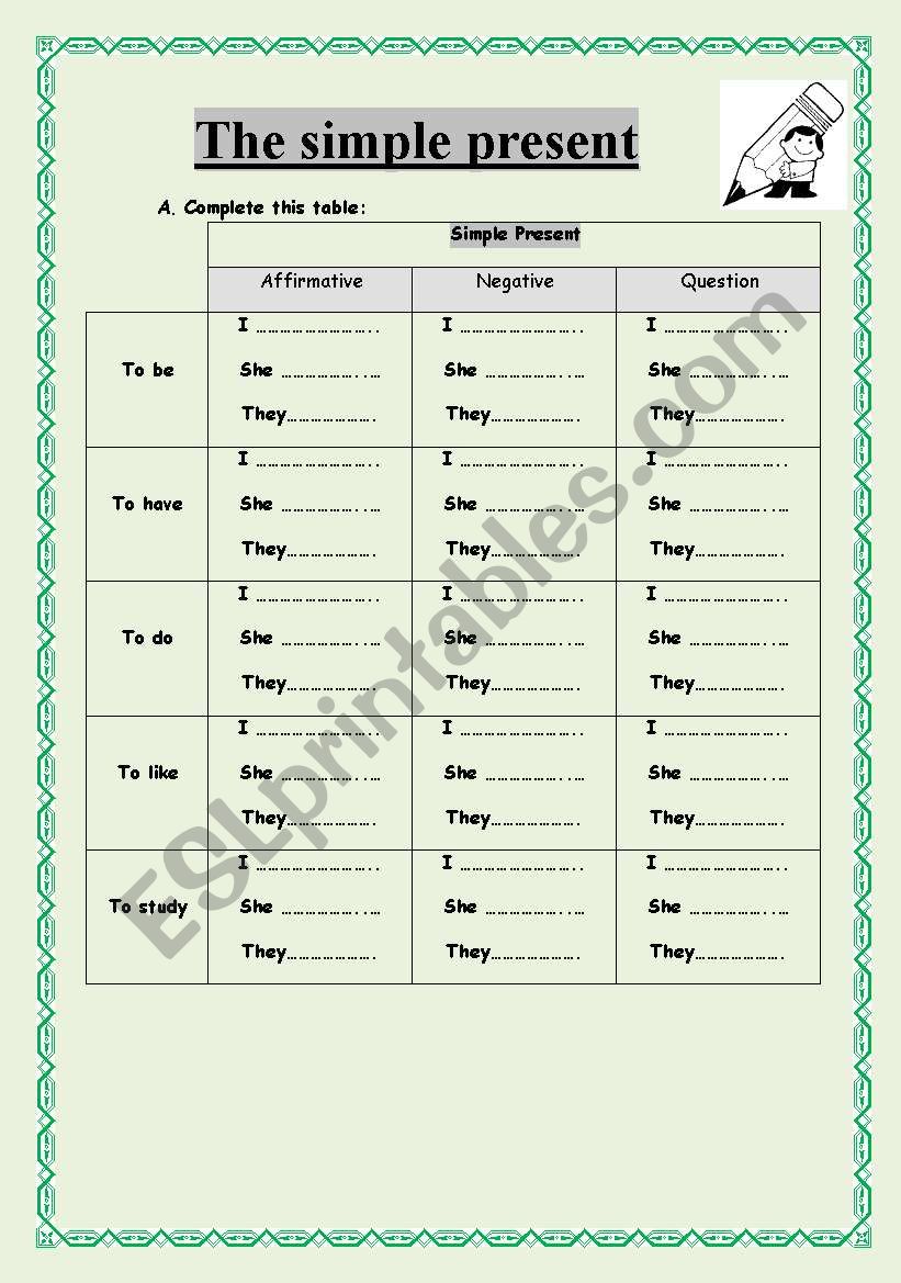 present simple worksheet