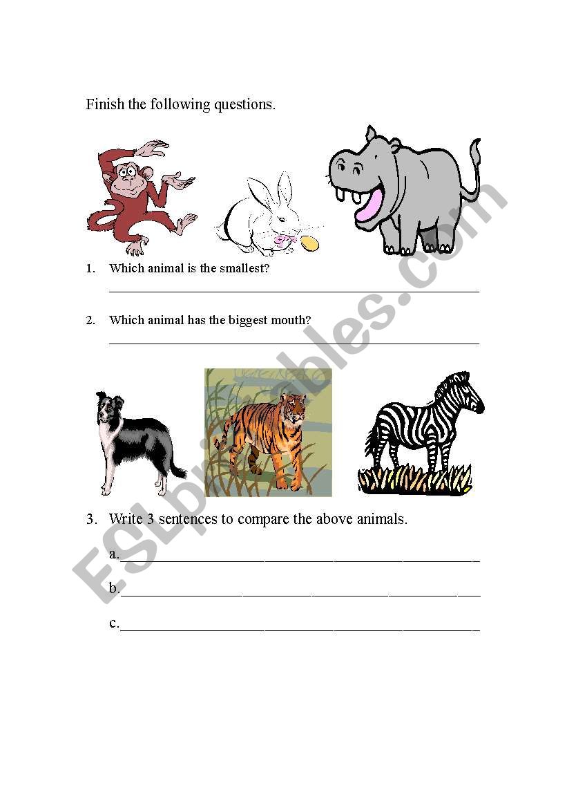 animals worksheet