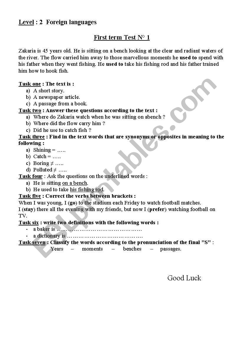 a test sample  worksheet