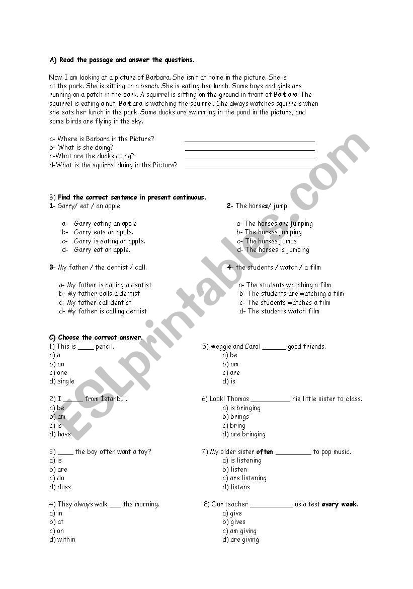 mixed test worksheet