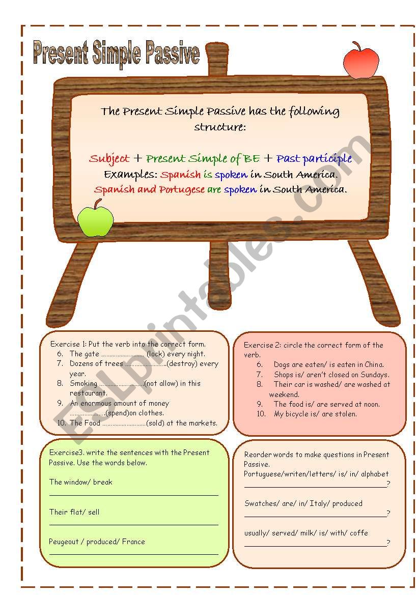 Present Simple Passive worksheet