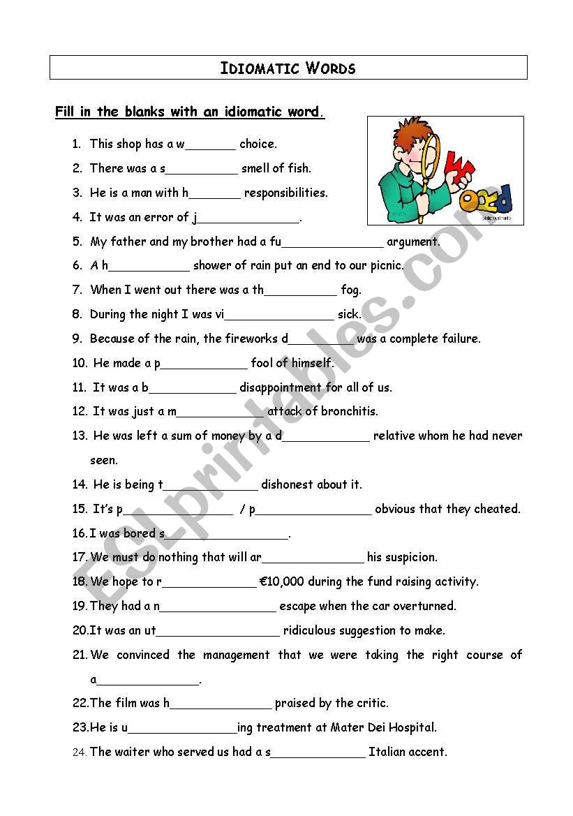Idiomatic Words worksheet