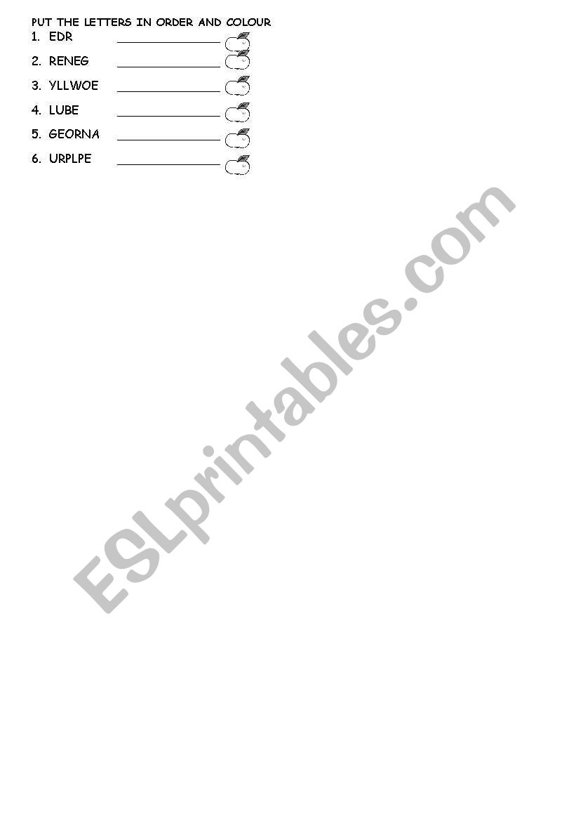 Colours worksheet