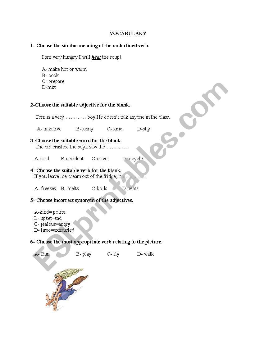 find vocabulary worksheet