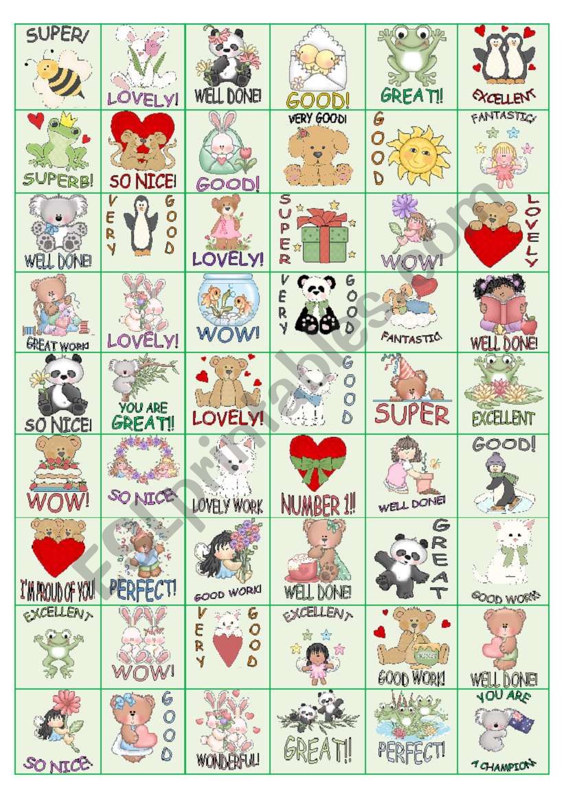 54 REWARD STICKERS  worksheet