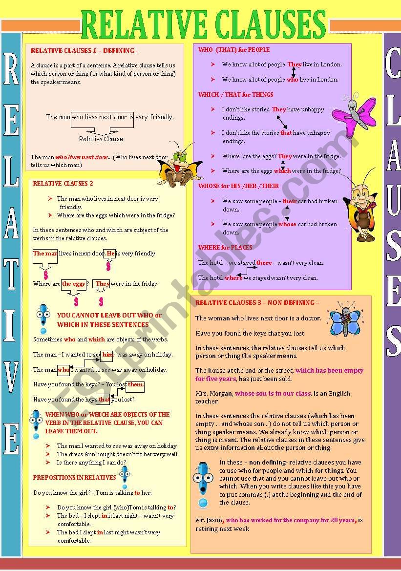 defining and non defining relative clauses