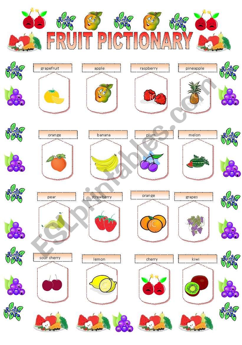 Fruit pictionary worksheet