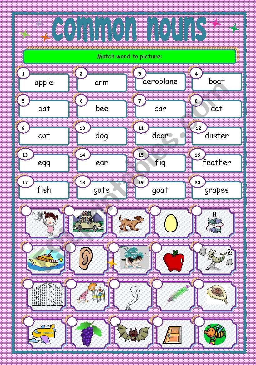 Worksheet On Common Nouns Informational