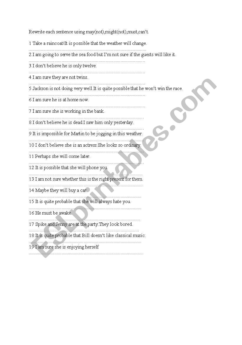 modals of speculation worksheet