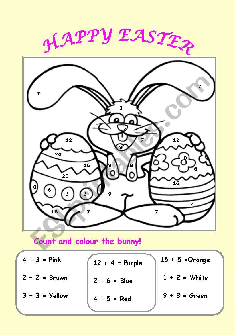 Count and colour the easter bunny