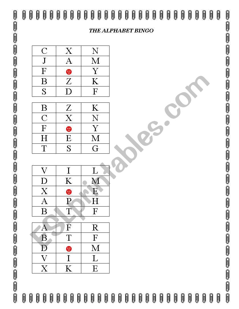 The Alphabet Bingo worksheet