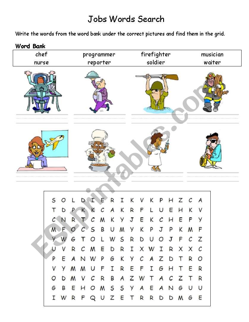 job word search esl worksheet by kaeri1976