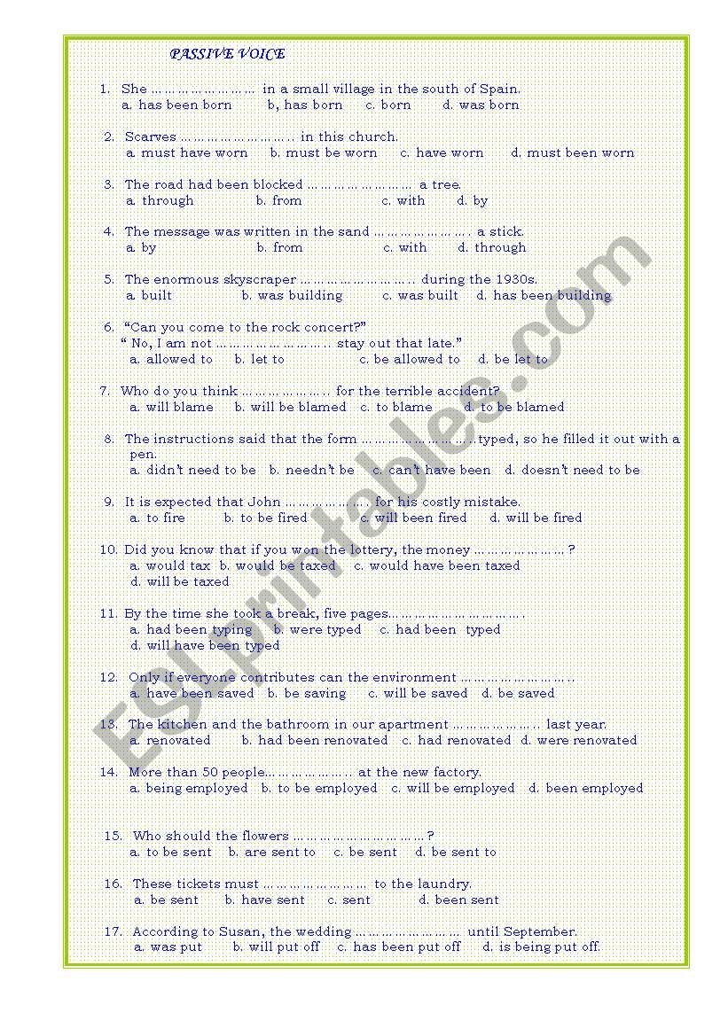 Passive Voice worksheet