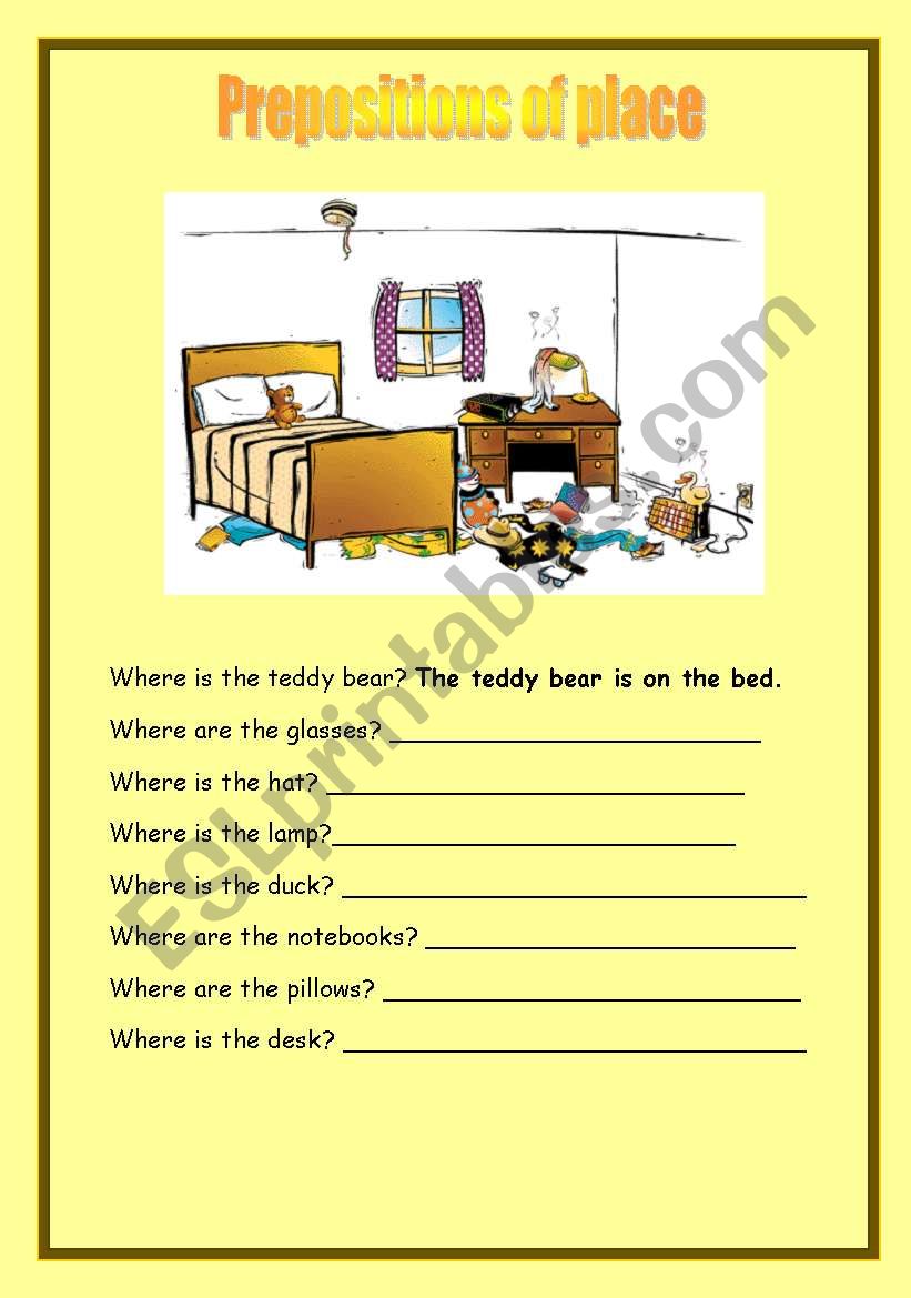 Prepositions of place worksheet