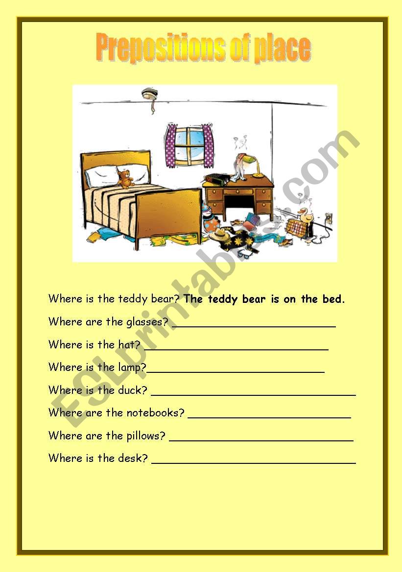 Prepositions of place worksheet