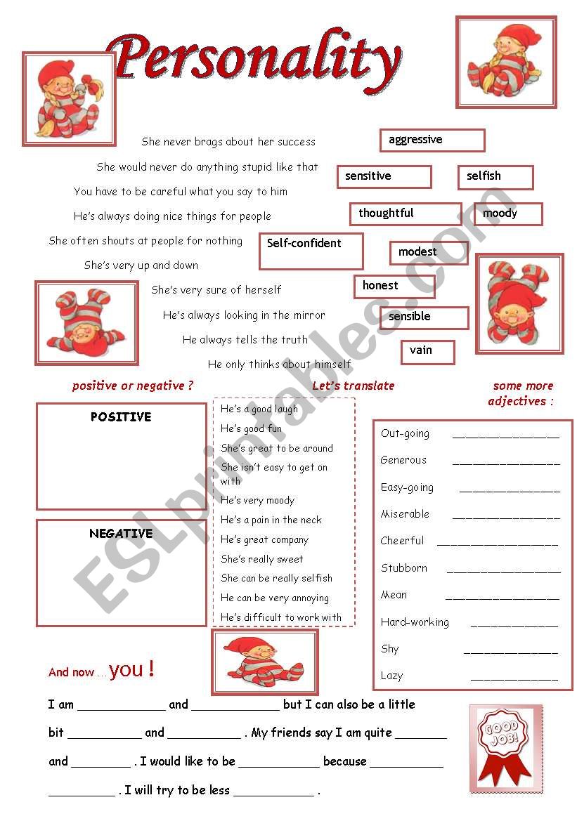 PERSONALITY worksheet