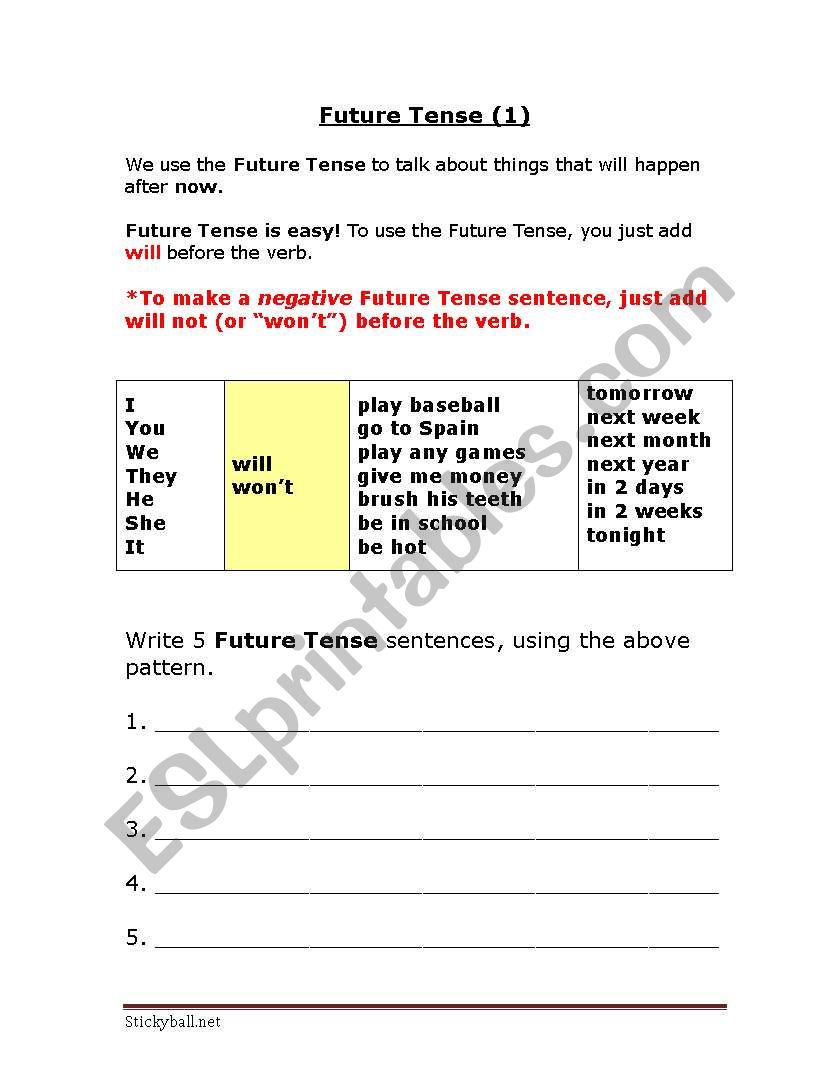 Future Tense worksheet