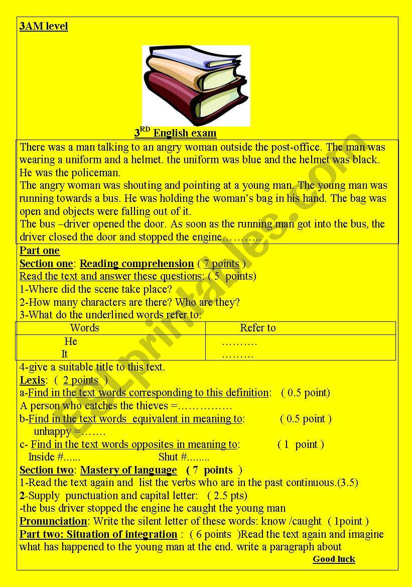 The third English Exam worksheet