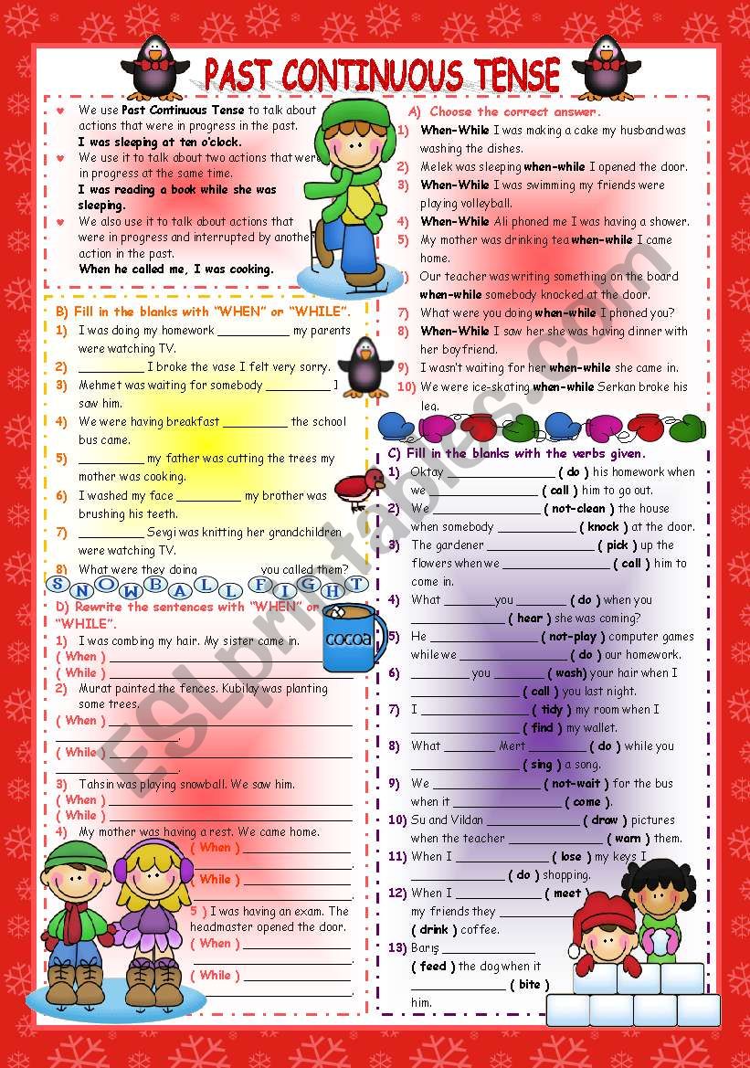 Past Continuous Tense / WHEN-WHILE