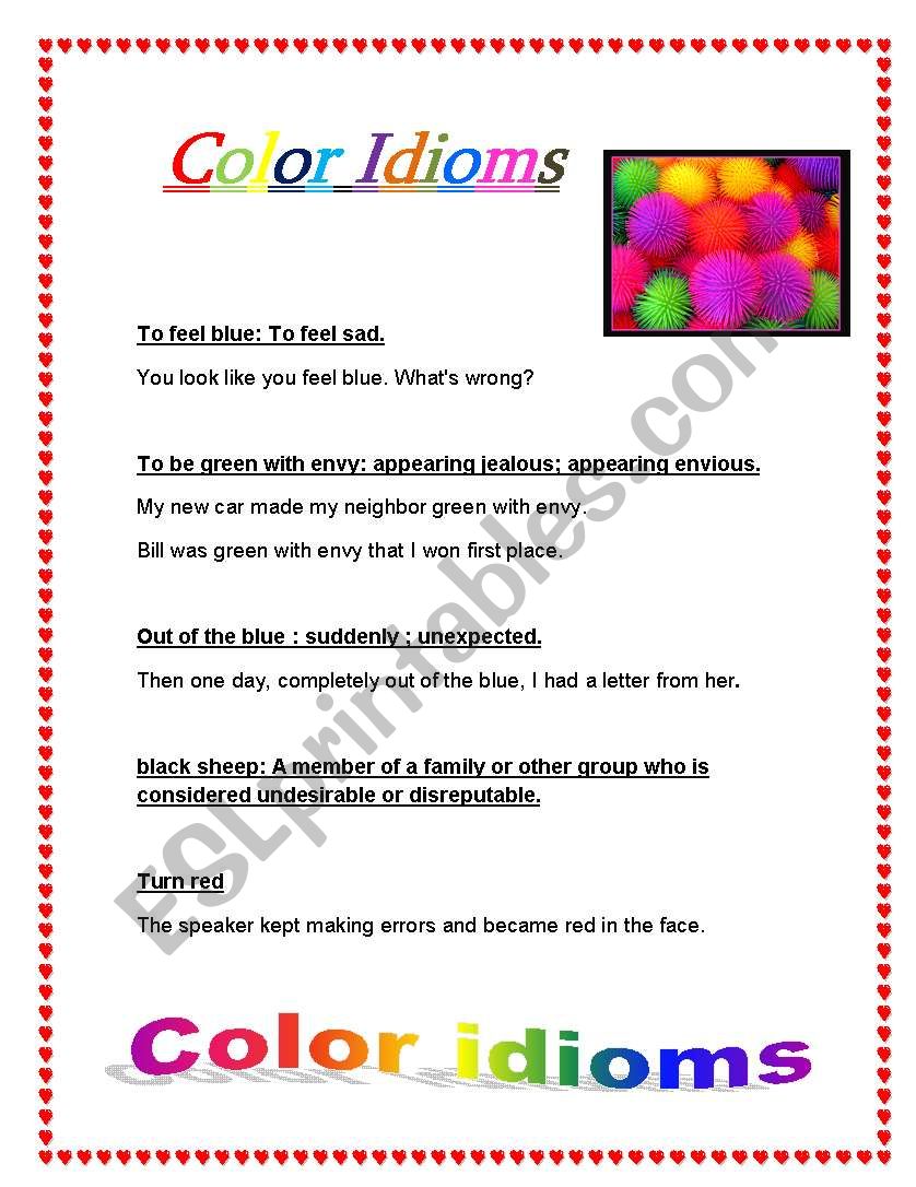 Color idioms worksheet