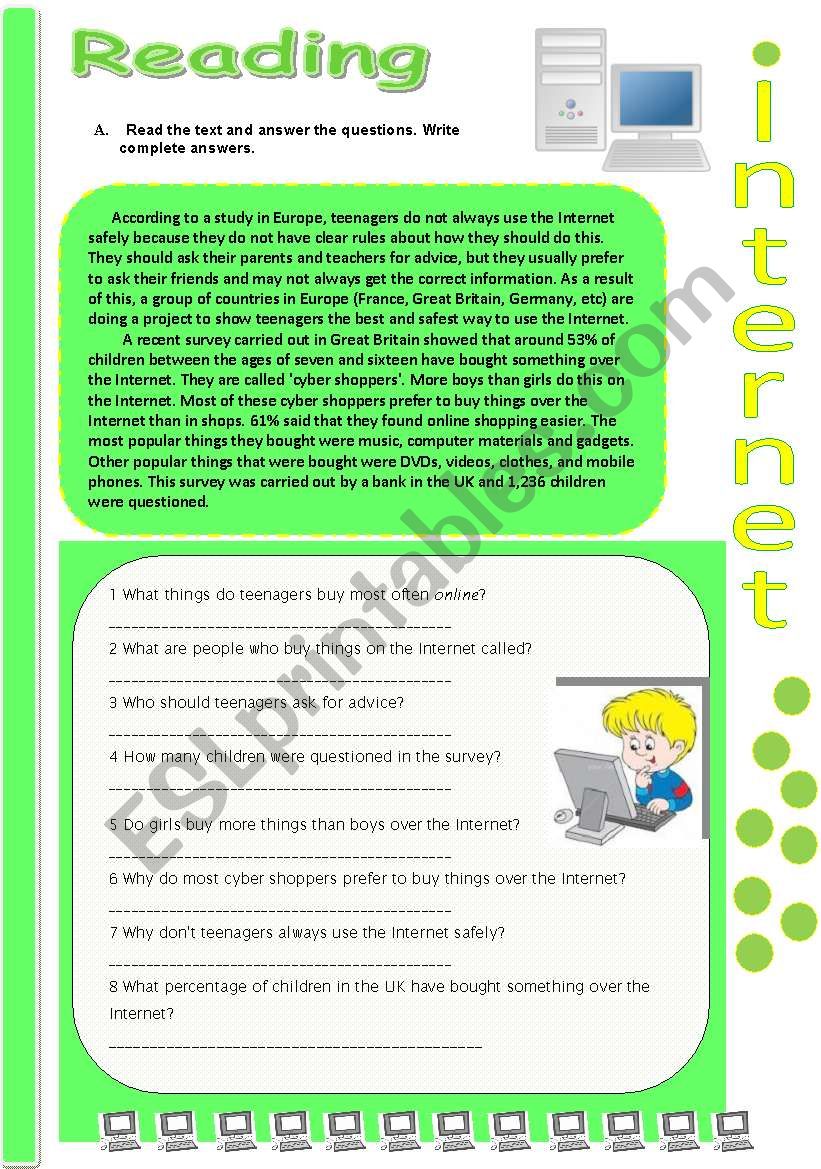 Reading: Internet ( 1 ) worksheet