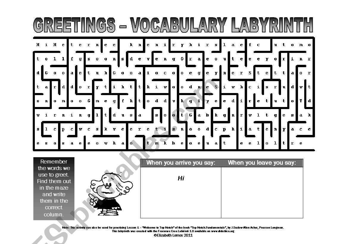 Greetings worksheet