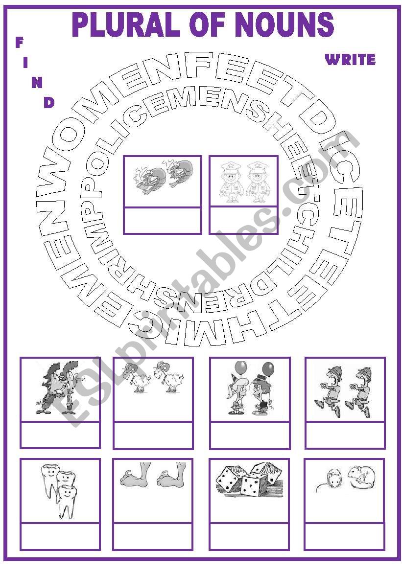 PLURAL OF NOUNS worksheet