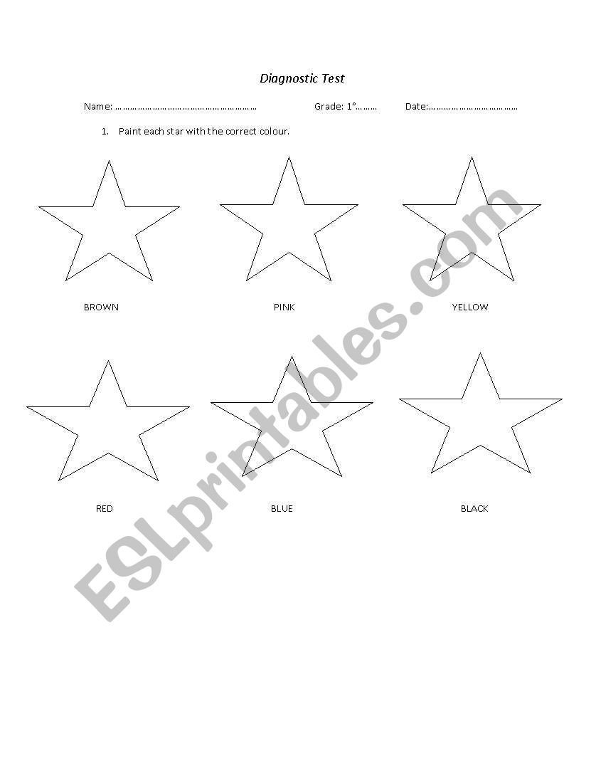 Diagnostic Test 1st Grade worksheet