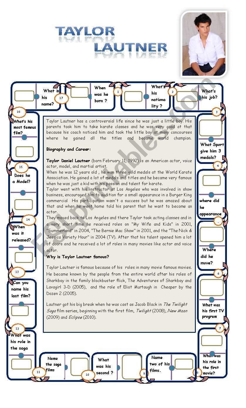 TAYLOR LAUTNER worksheet