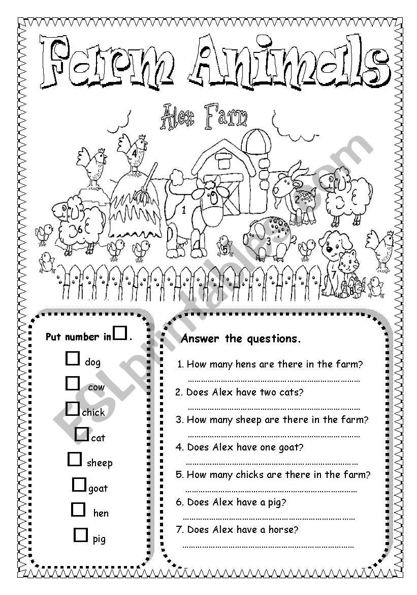 Farm animals worksheet