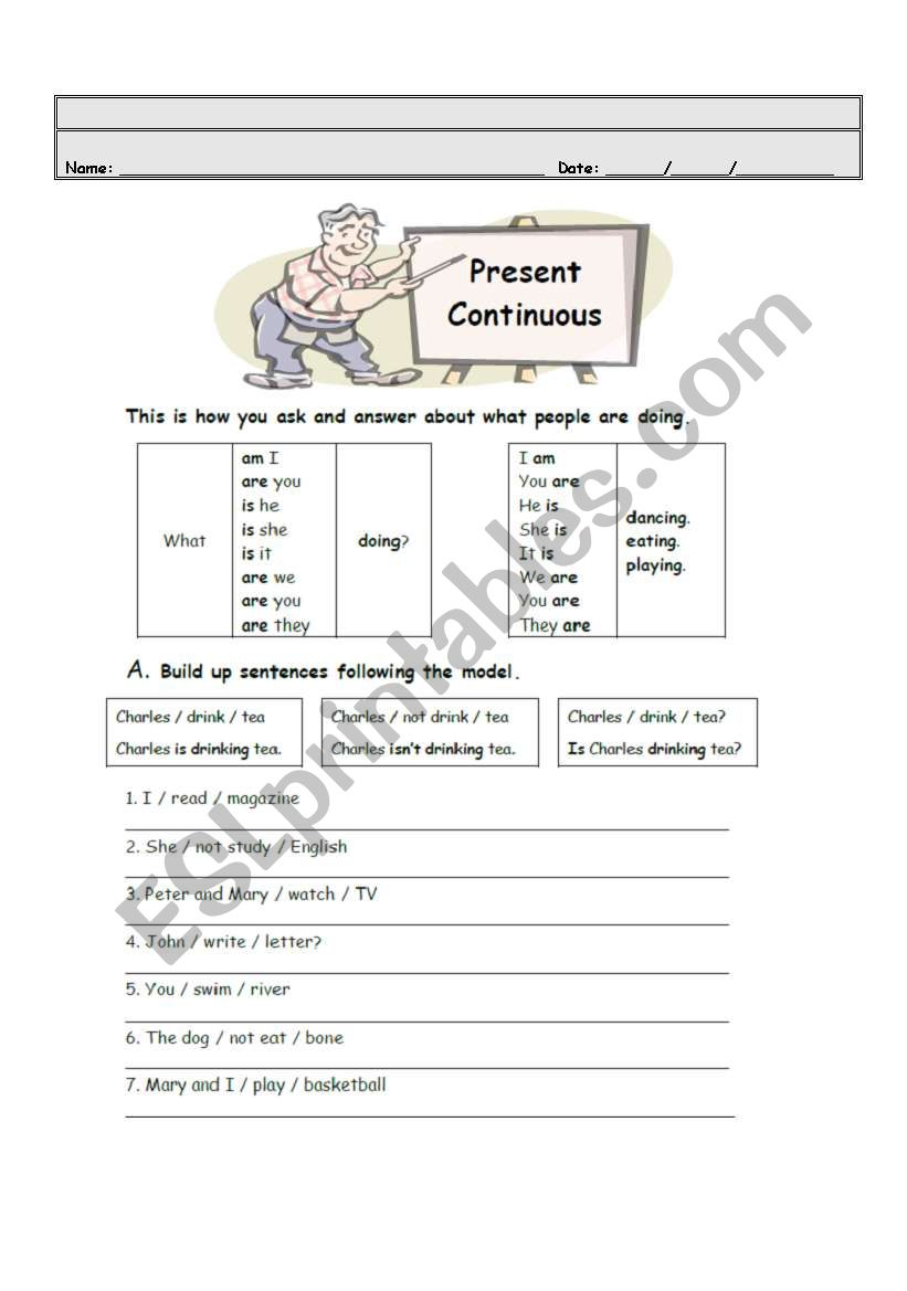 Present Continuous worksheet