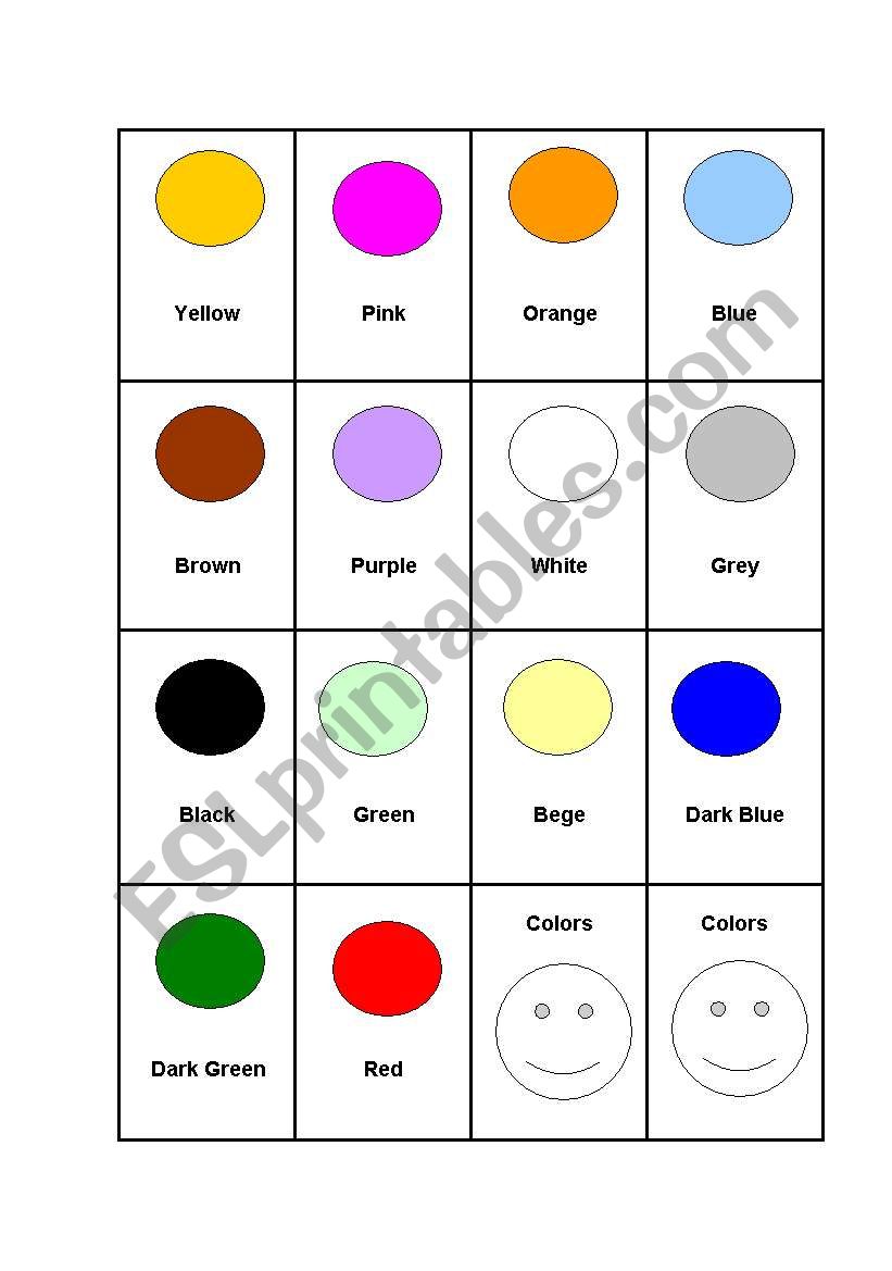 English worksheets: colors memory game