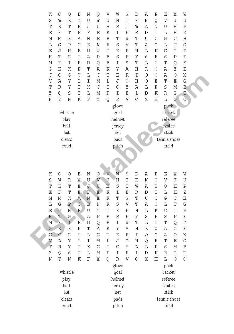 SPORTS WORDSEARCH worksheet