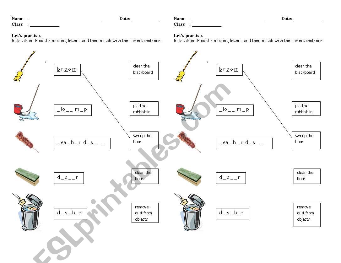 Classroom Cleanliness worksheet