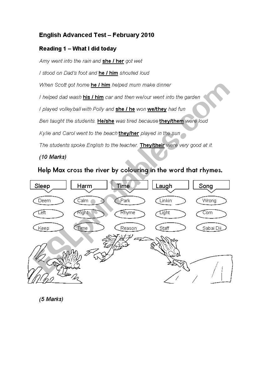 ENGLISH SUBJECT worksheet