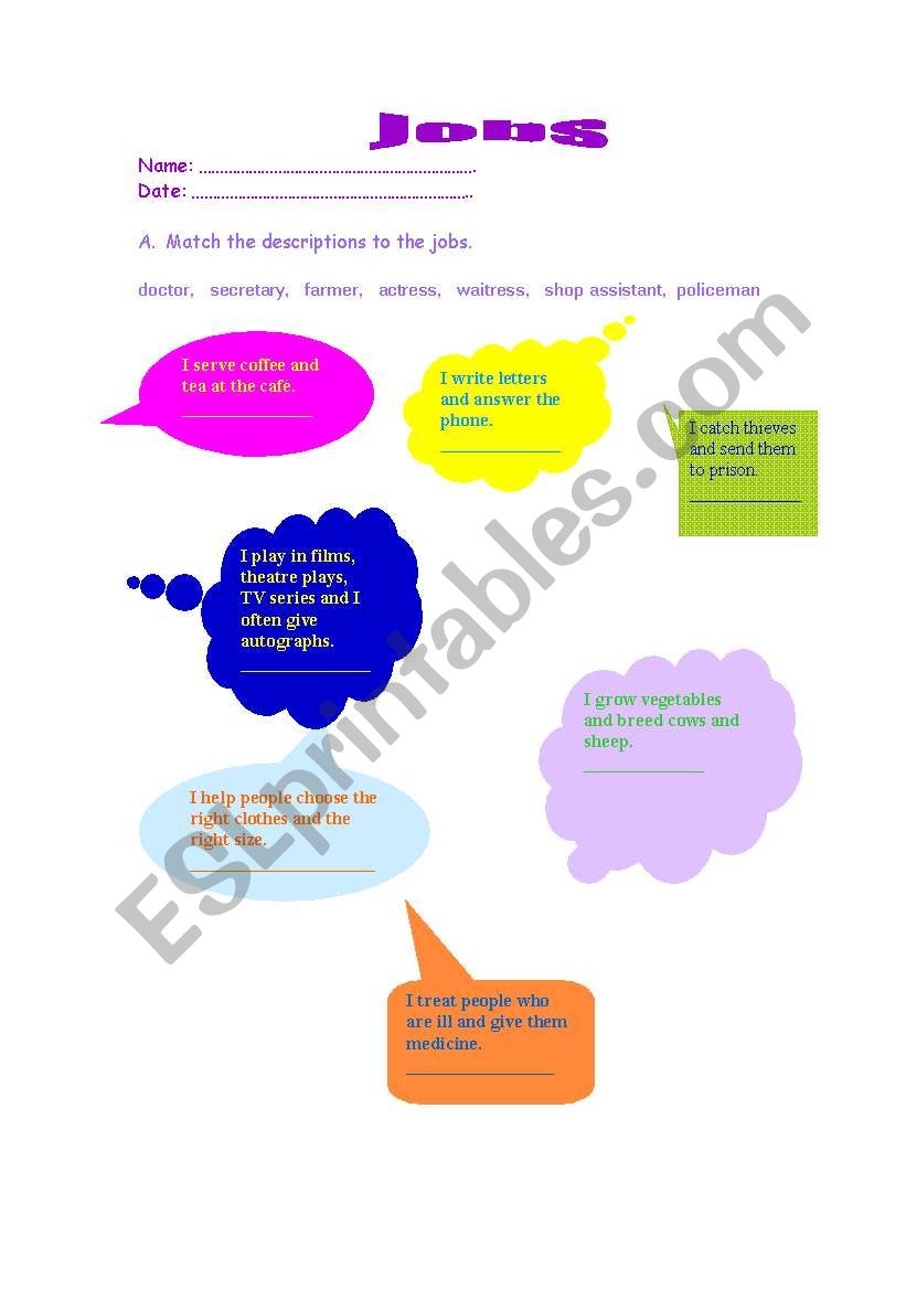 Jobs worksheet