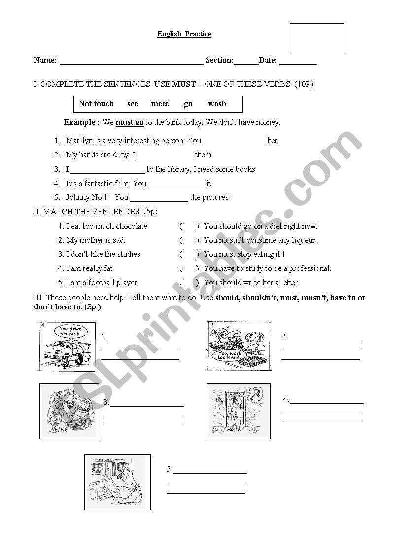 have and should  worksheet